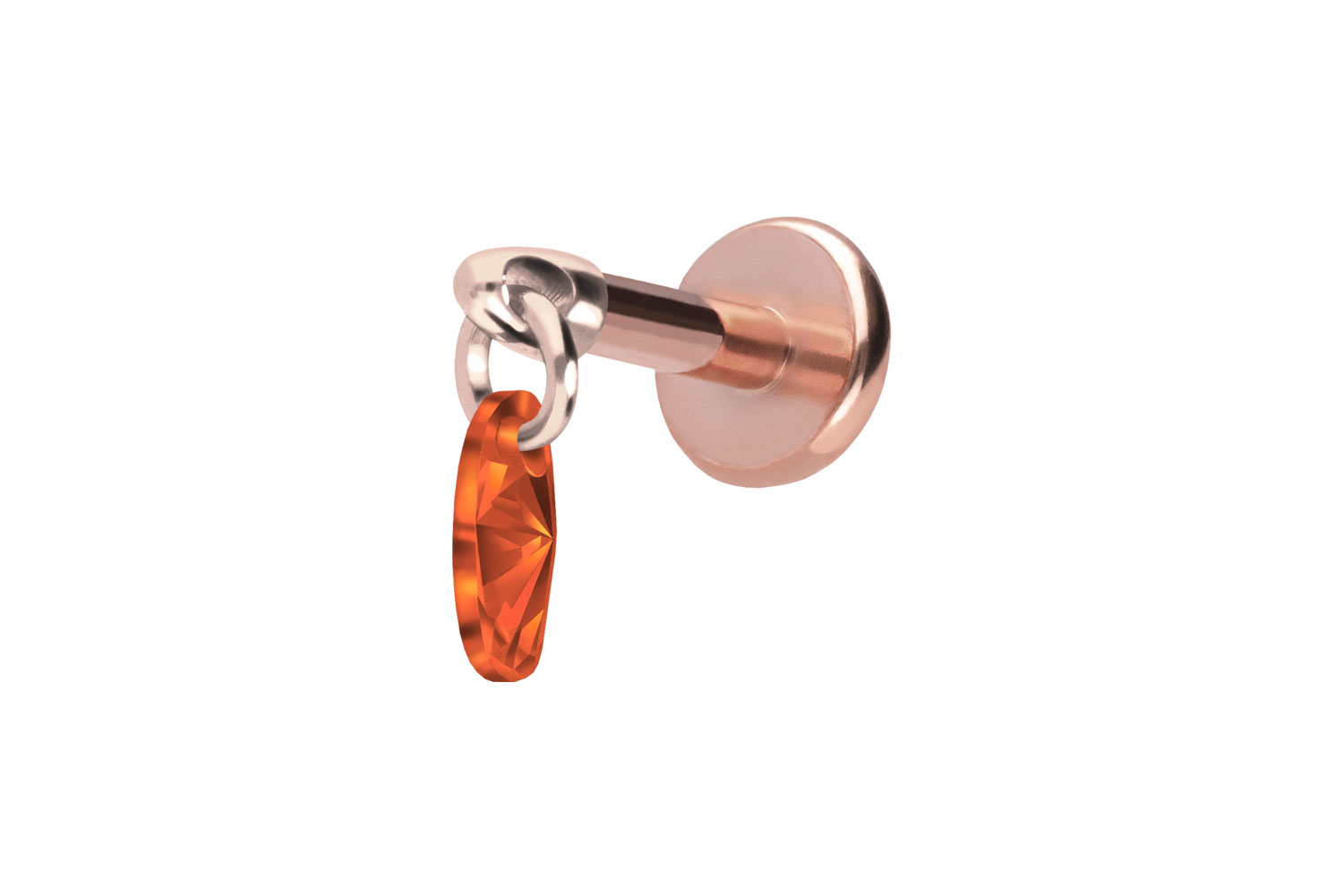 Titan Labret Piercing mit Push Fit KRISTALLOVAL
